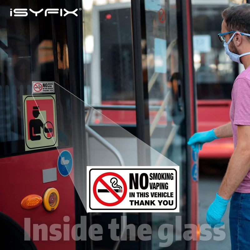 iSYFIX No Smoking No Vaping for Vehicles Stickers - 6 Pack 3x1.5 inch - Premium Front Adhesive Vinyl, Labels, Laminated for Ultimate UV, Weather, Scratch, Water & Fade Resistance, Indoor & Outdoor - Image 5